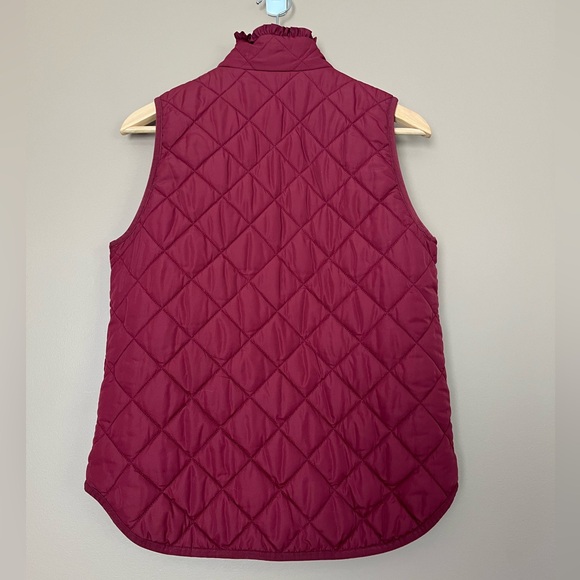 {J. Crew Mercantile} Quilted Puffer Vest with Ruffle Trim in Cabernet - Small - Picture 4 of 9